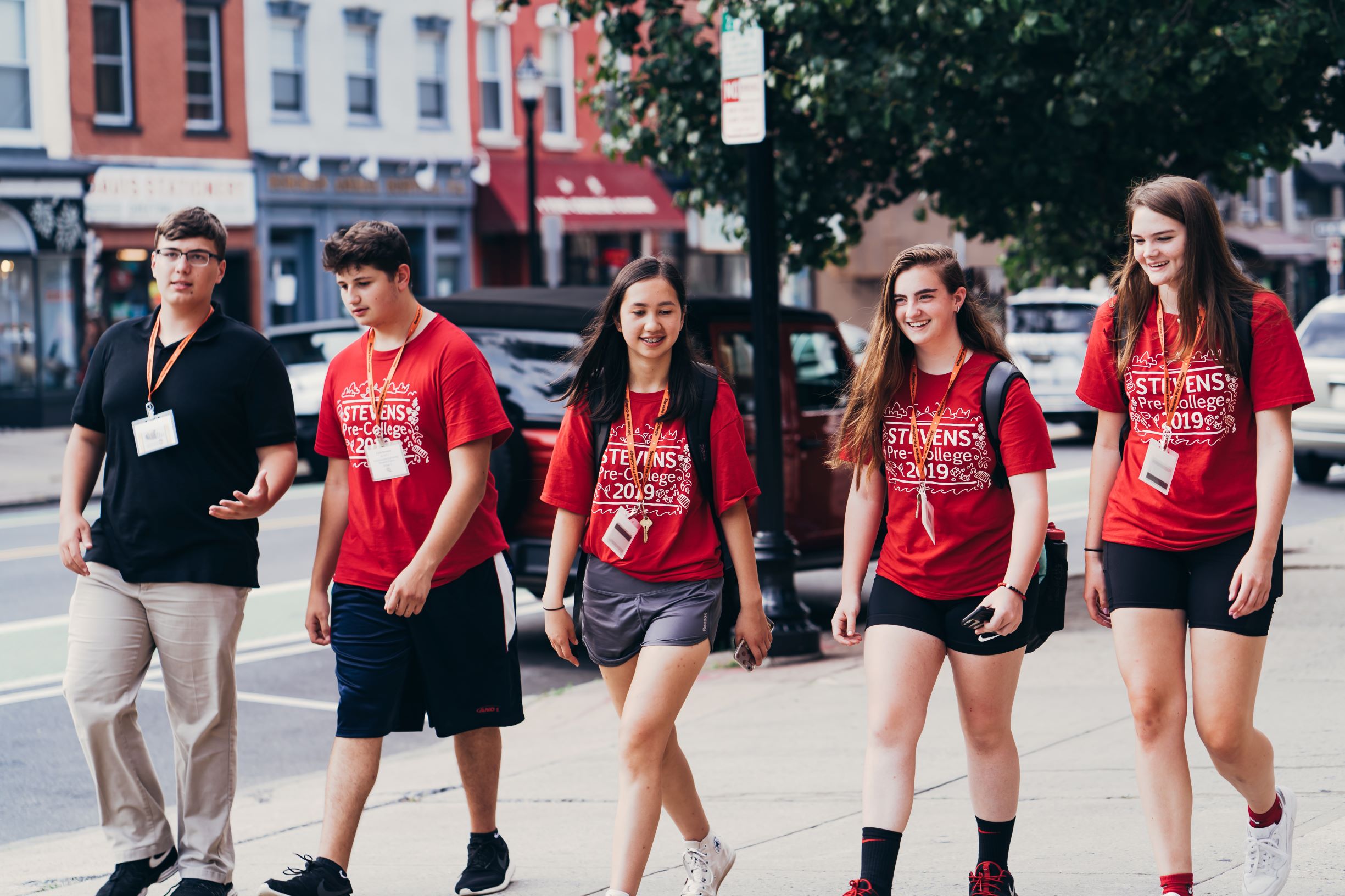 Students in the pre-college program enjoy a walk through Hoboken