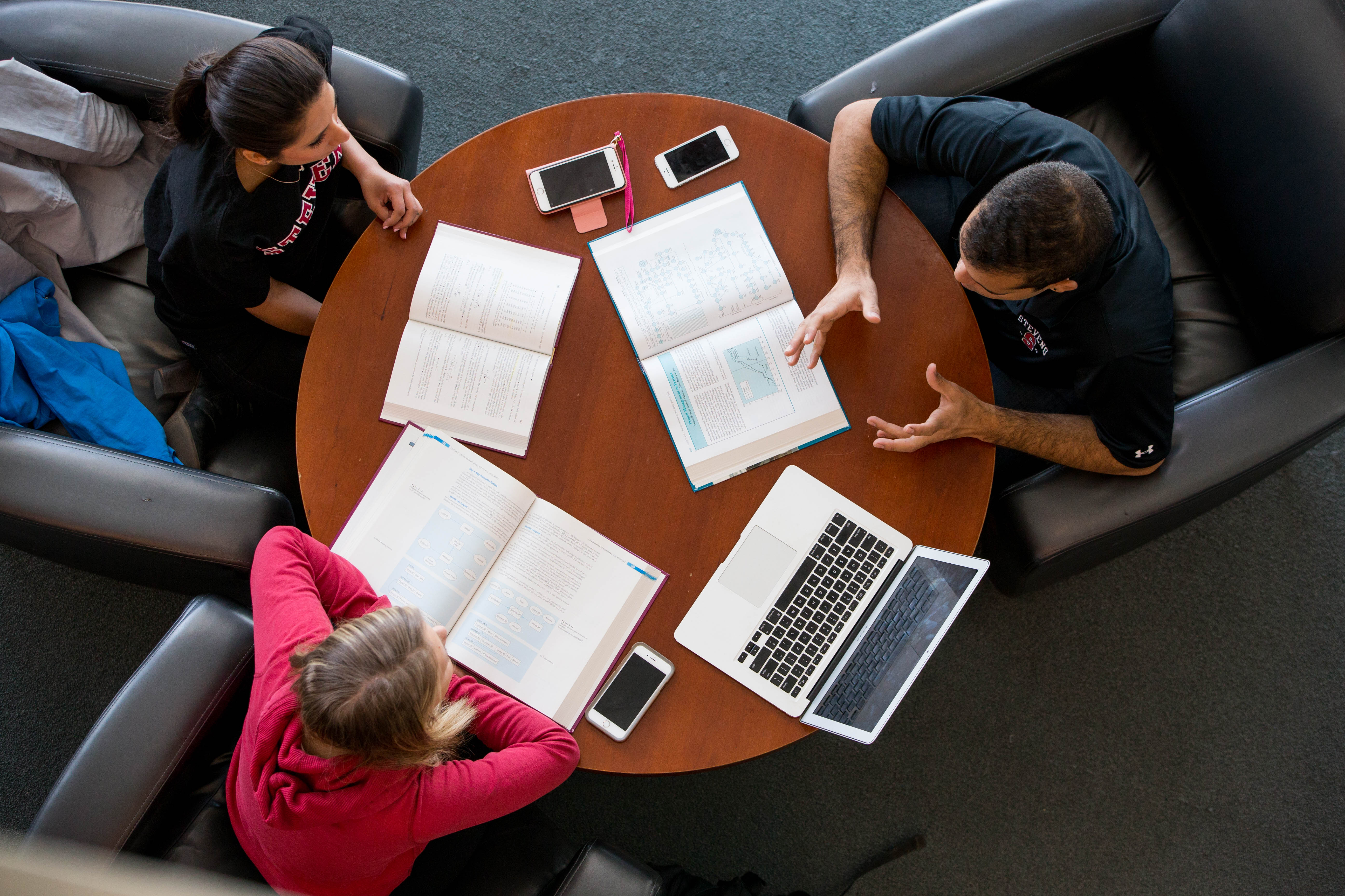 Students study at round table